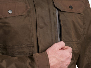 Two securable chest pockets. Duel compartment left chest pocket