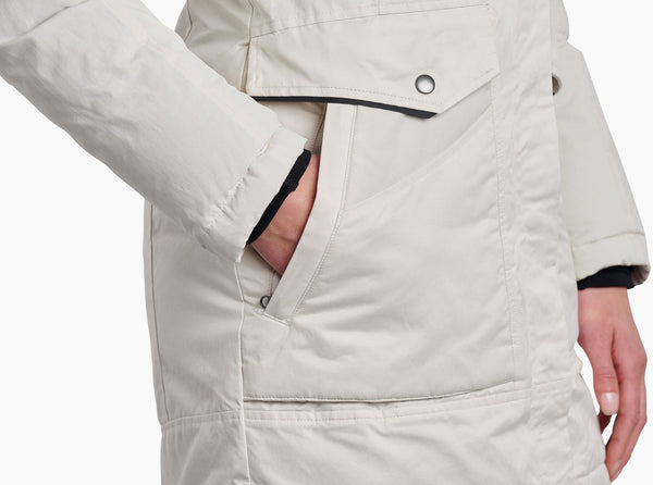 Dual compartment hand pockets with snap and zipper closures