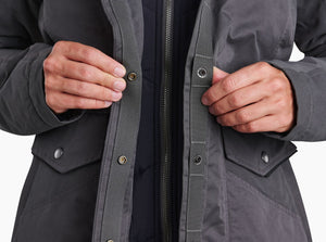 Draft flap with hidden snap closures seals out the elemants