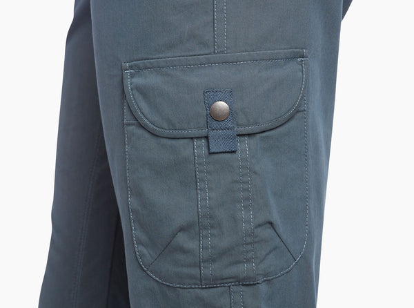 Snap closure back and thigh pockets