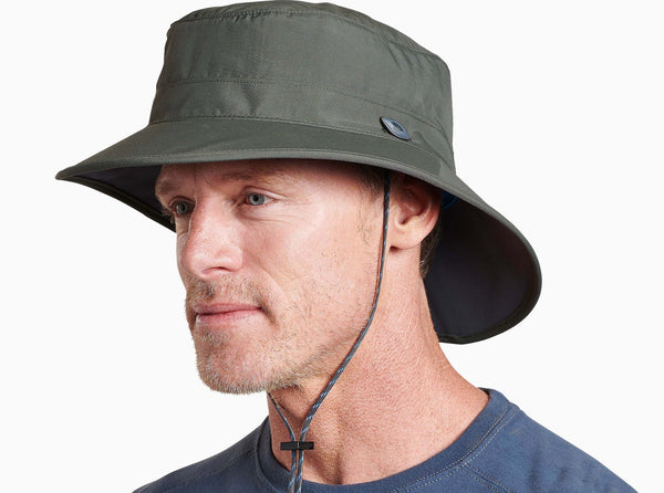 Deep curved brim shape for sun protection